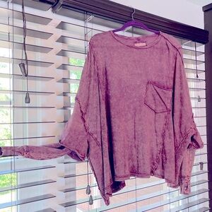 WE THE FREE  Purple/burgandy OVERSIZED Long Sleeve TEE; waffle knit, LARGE